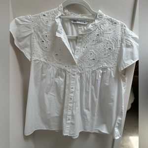 Embroidered Poplin Shirt | Zara